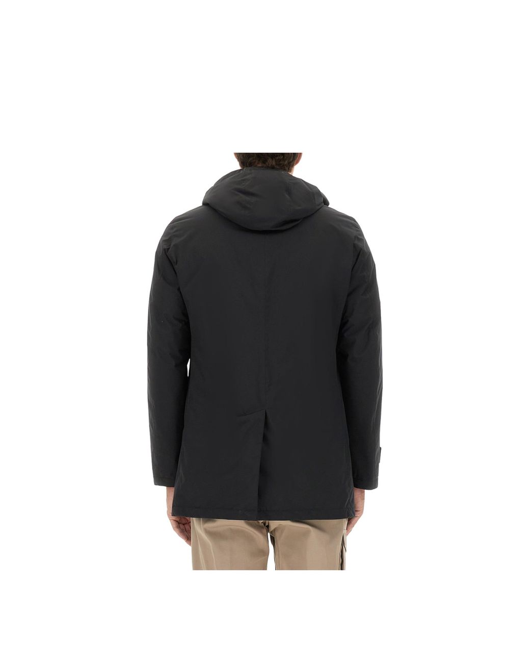 Herno Black Concelaled Front Hooded Jacket for men