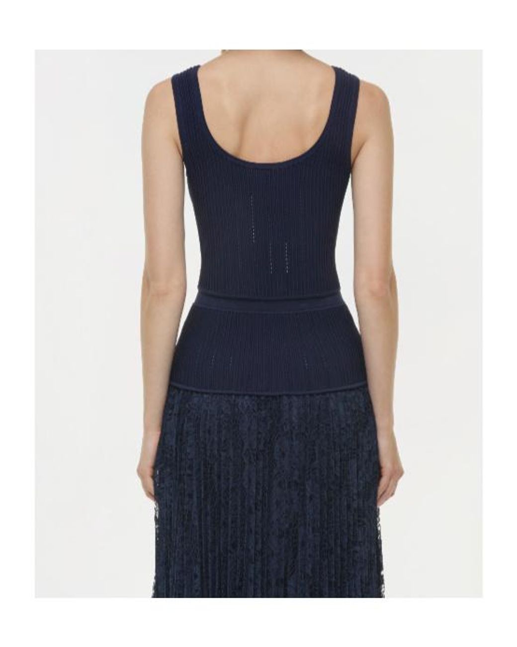 Jonathan Simkhai Blue Rylan Pointelle-Knit Tank Top