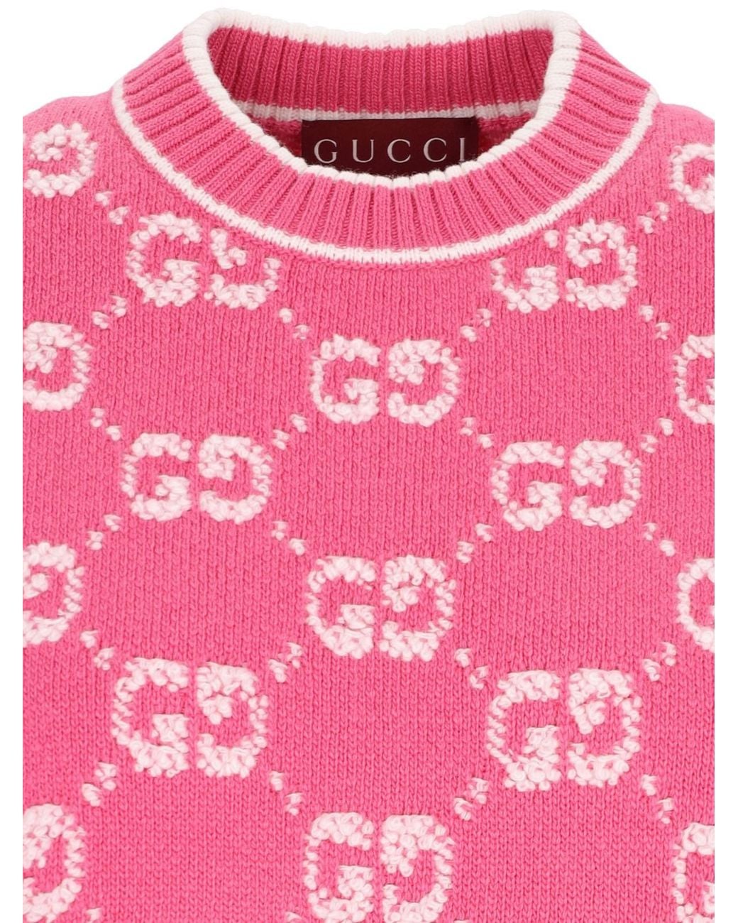 Gucci Pink Gg Jacquard Knitted Top