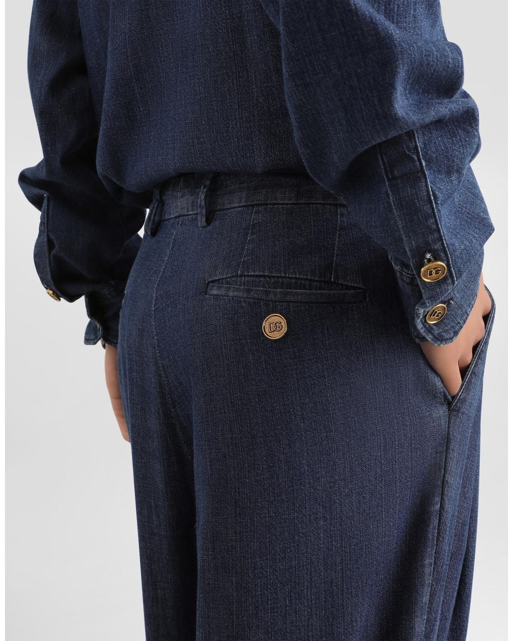 Dolce & Gabbana Blue Pleated Jeans for men