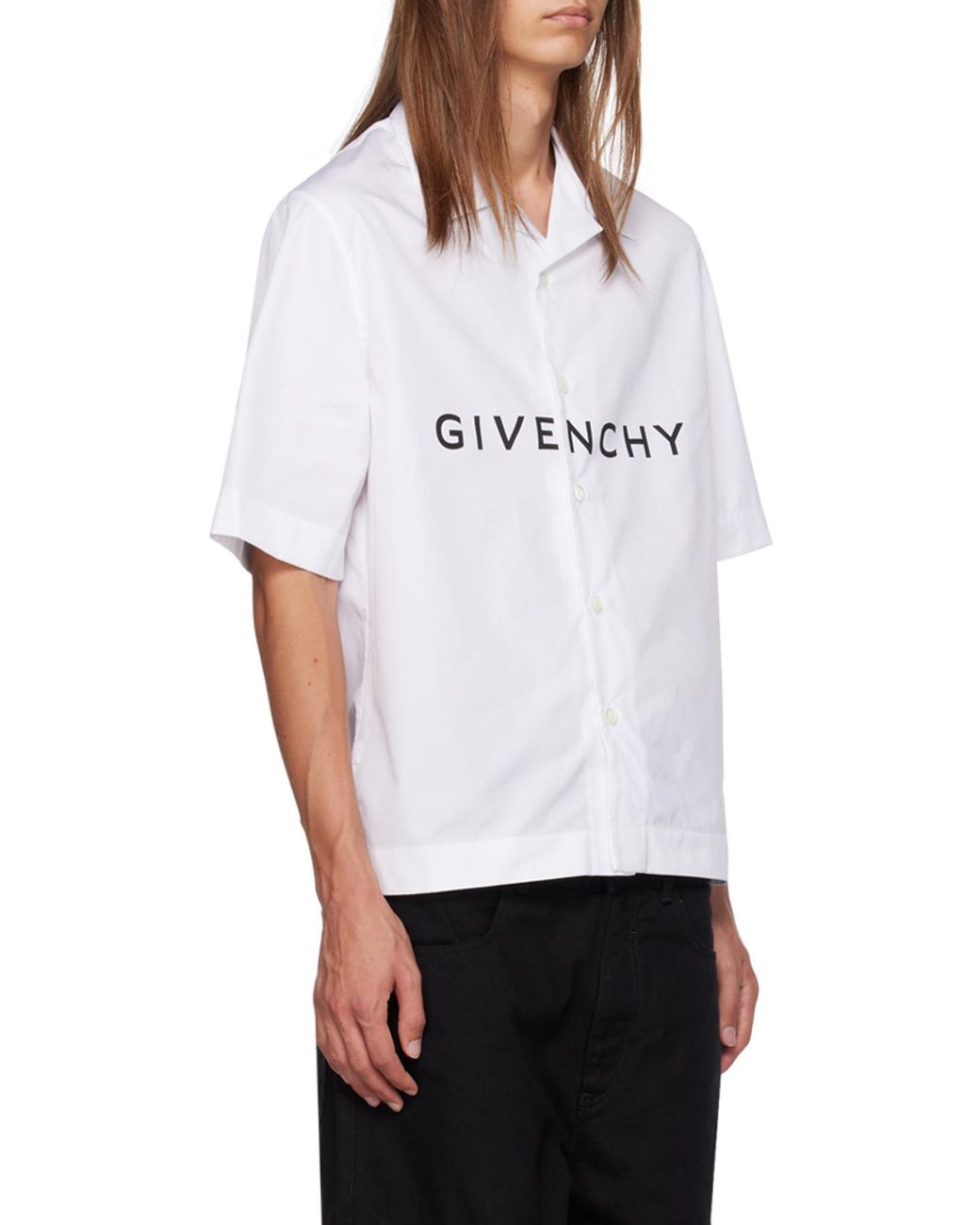 Givenchy White Logo Printed Short-Sleeved Shirt for men