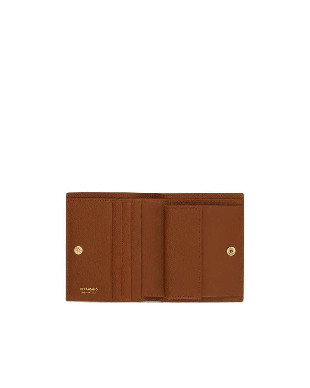 Ferragamo Brown Gancini Compact Wallet