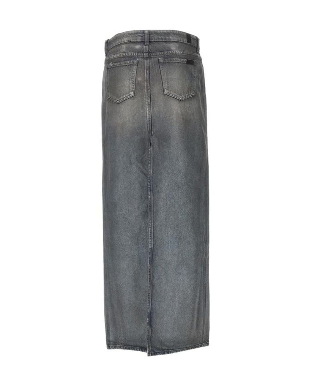 7 For All Mankind Gray Coated Denim Skirt