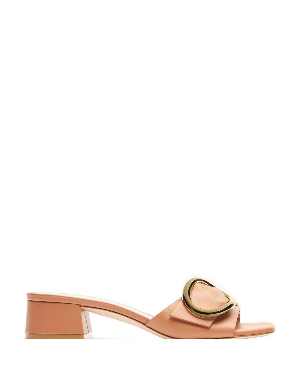 Stuart Weitzman Natural Thick Heeled Flat Slippers
