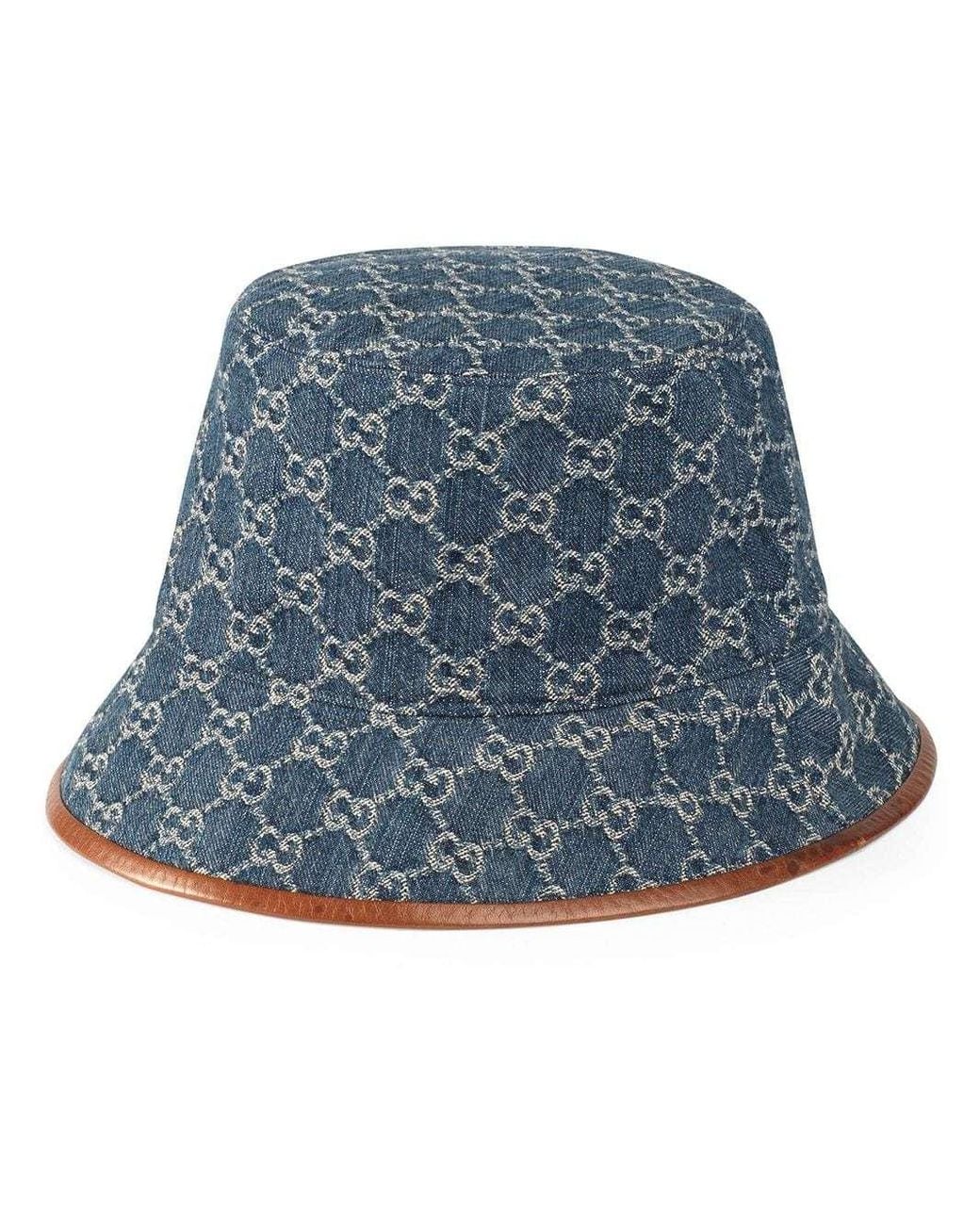 Gucci Blue Gg Supreme Leather-Trimmed Bucket Hat for men