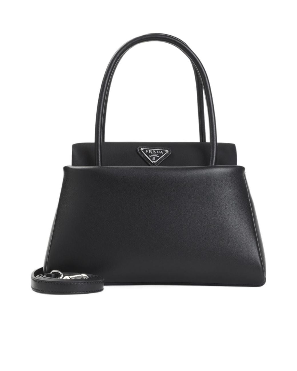 Prada Black Triangle-Logo Tote Bag