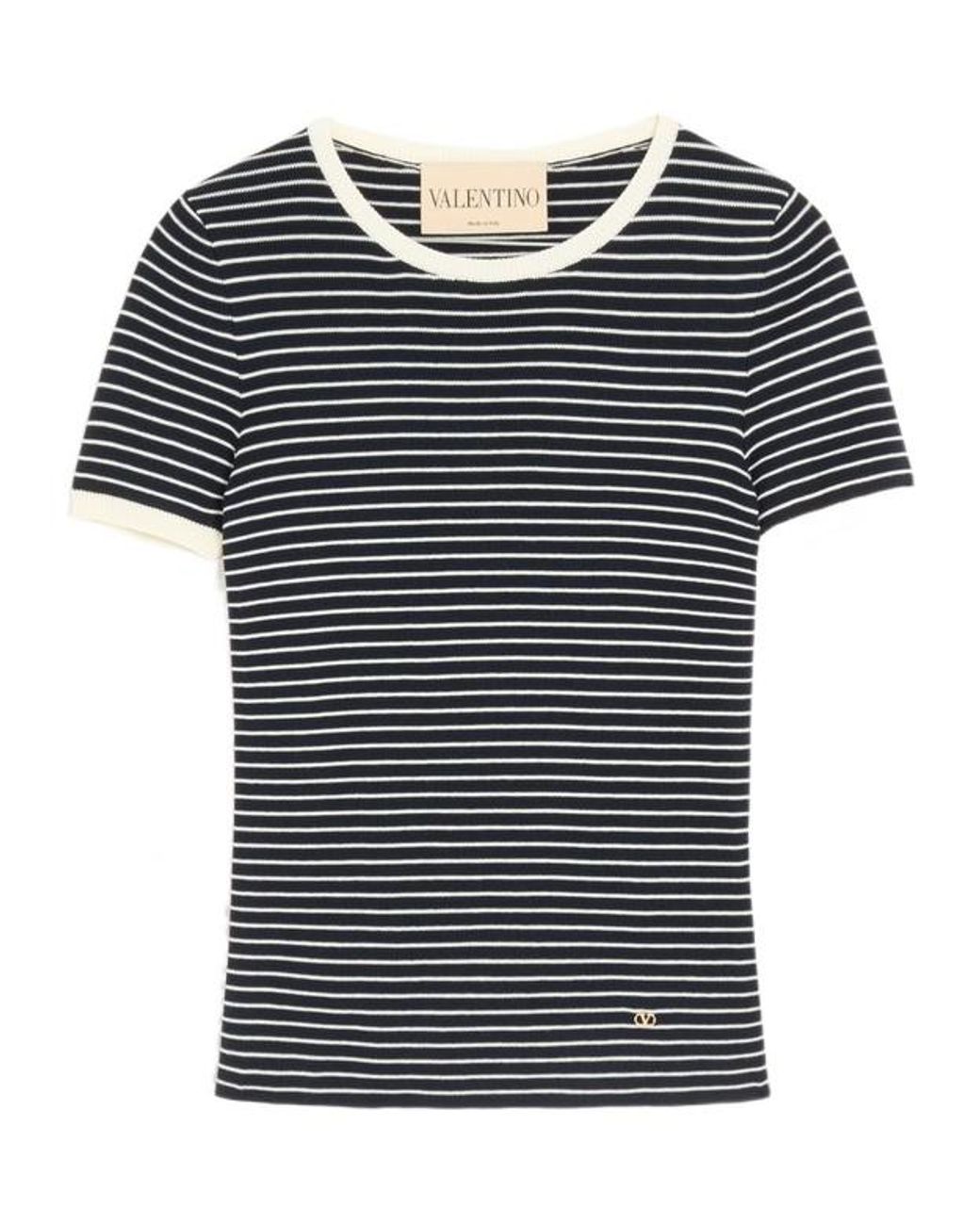 Valentino Blue Vlogo Signature Striped T-Shirt