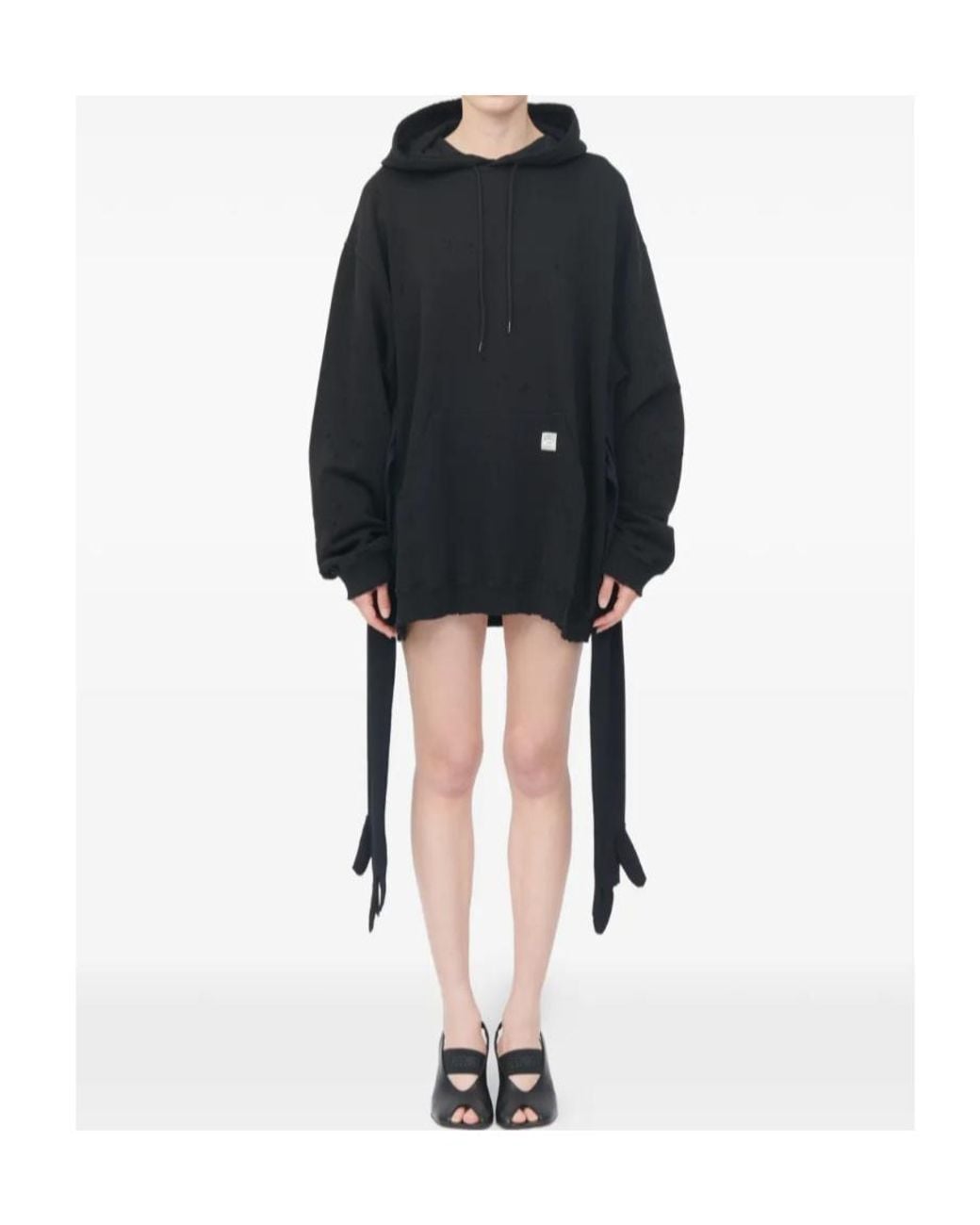 MM6 by Maison Margiela Black Tie Detailed Hooded Mini Dress