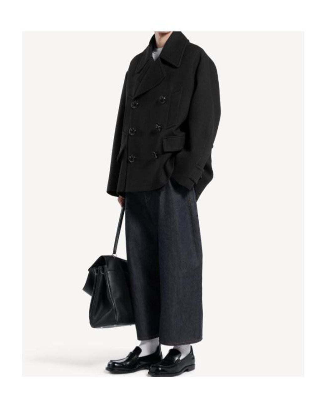Balenciaga Black Short Peacoat for men