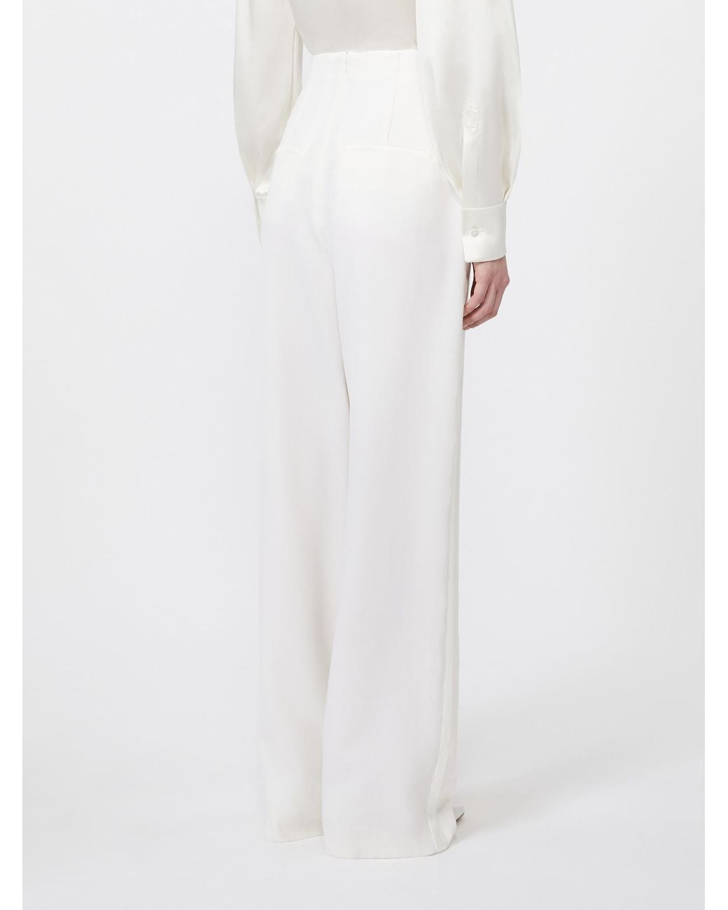 Max Mara White Balta High-Waist Wide-Leg Pants