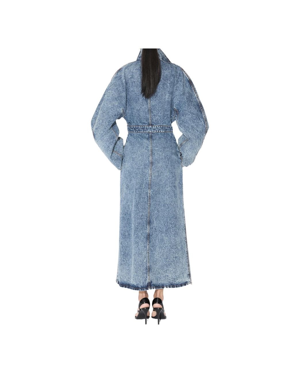 Alaïa Blue Alaã¯A Long Denim Spiral Trench