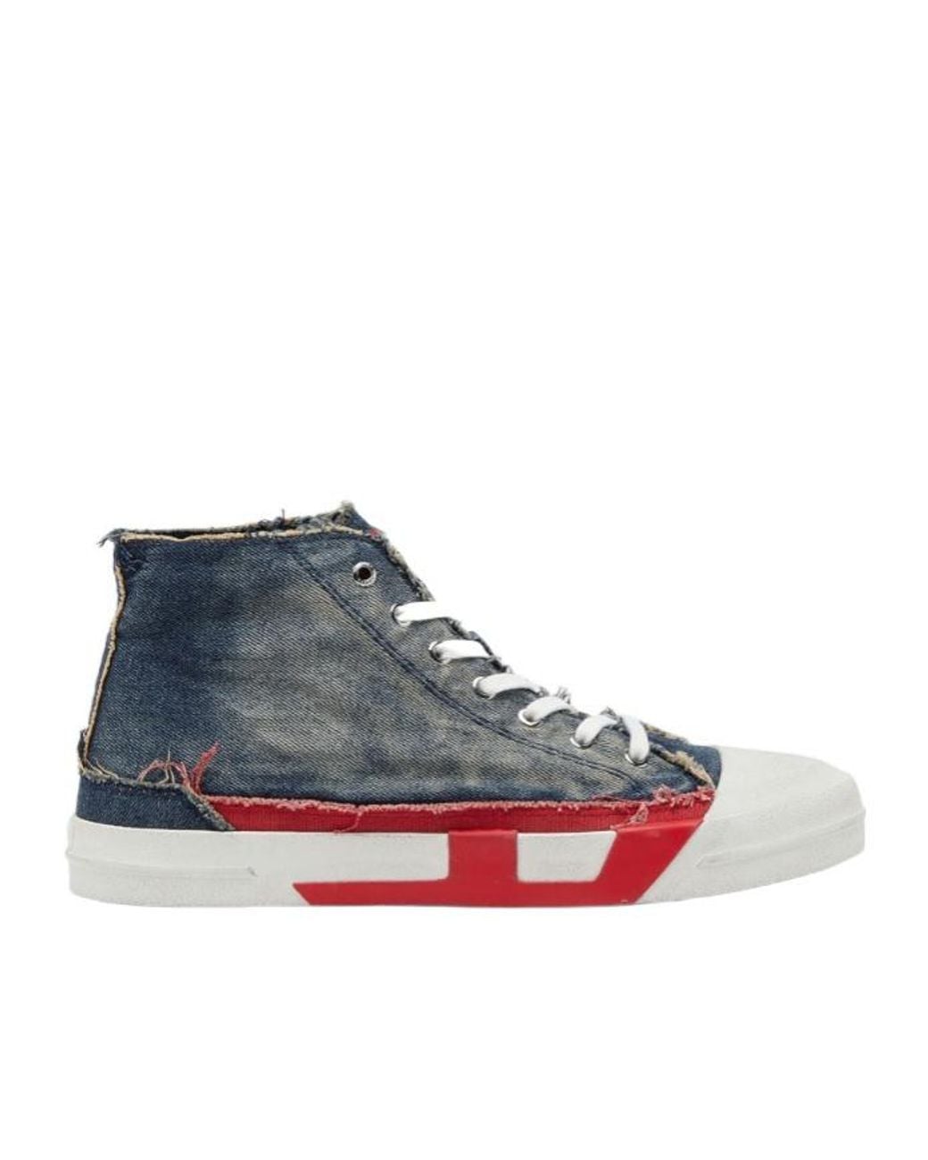 DIESEL Blue S-D-Verse Mid Ii Frayed Sneakers for men
