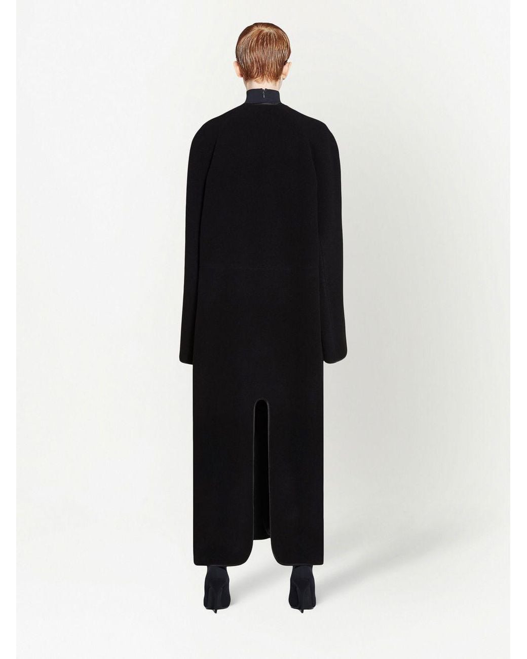 Balenciaga Black V-Neck Single-Breasted Coat