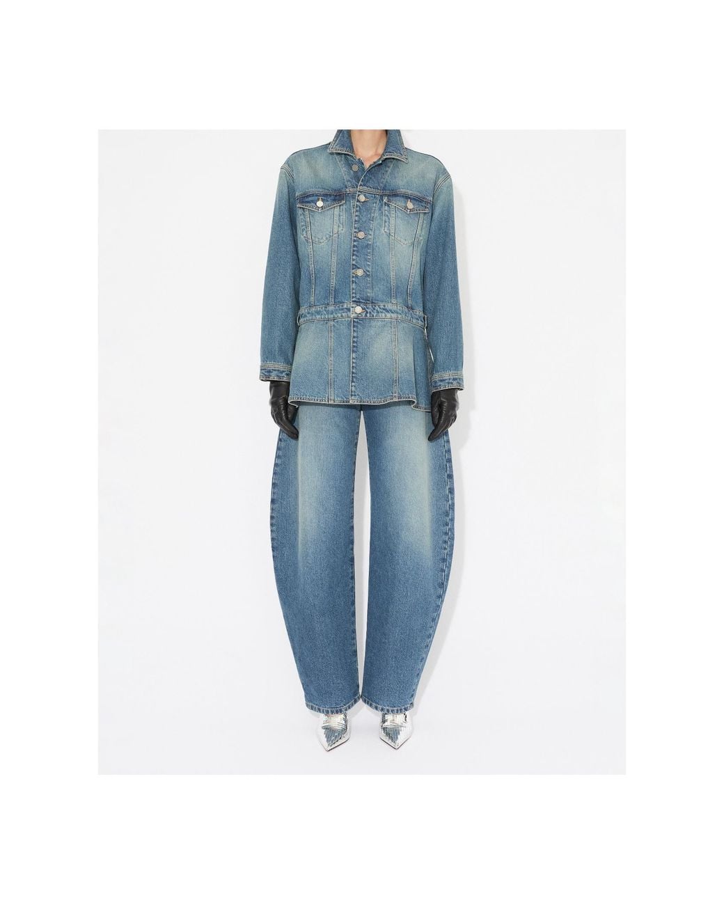 Alaïa Blue Alaïa Denim Peplum Jacket