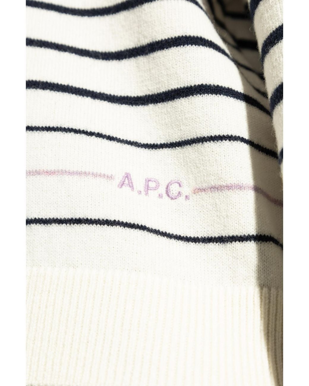 A.P.C. White Striped Knit Jumper