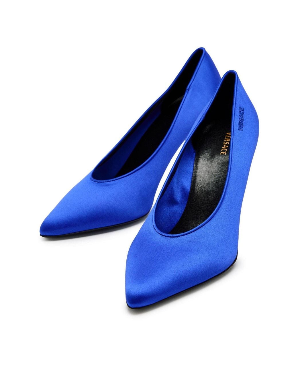 Versace Blue Satin Pointed-Toe Stiletto Heels