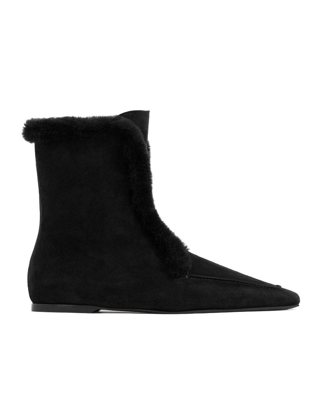 Totême Black Square Toe Ankle Boots