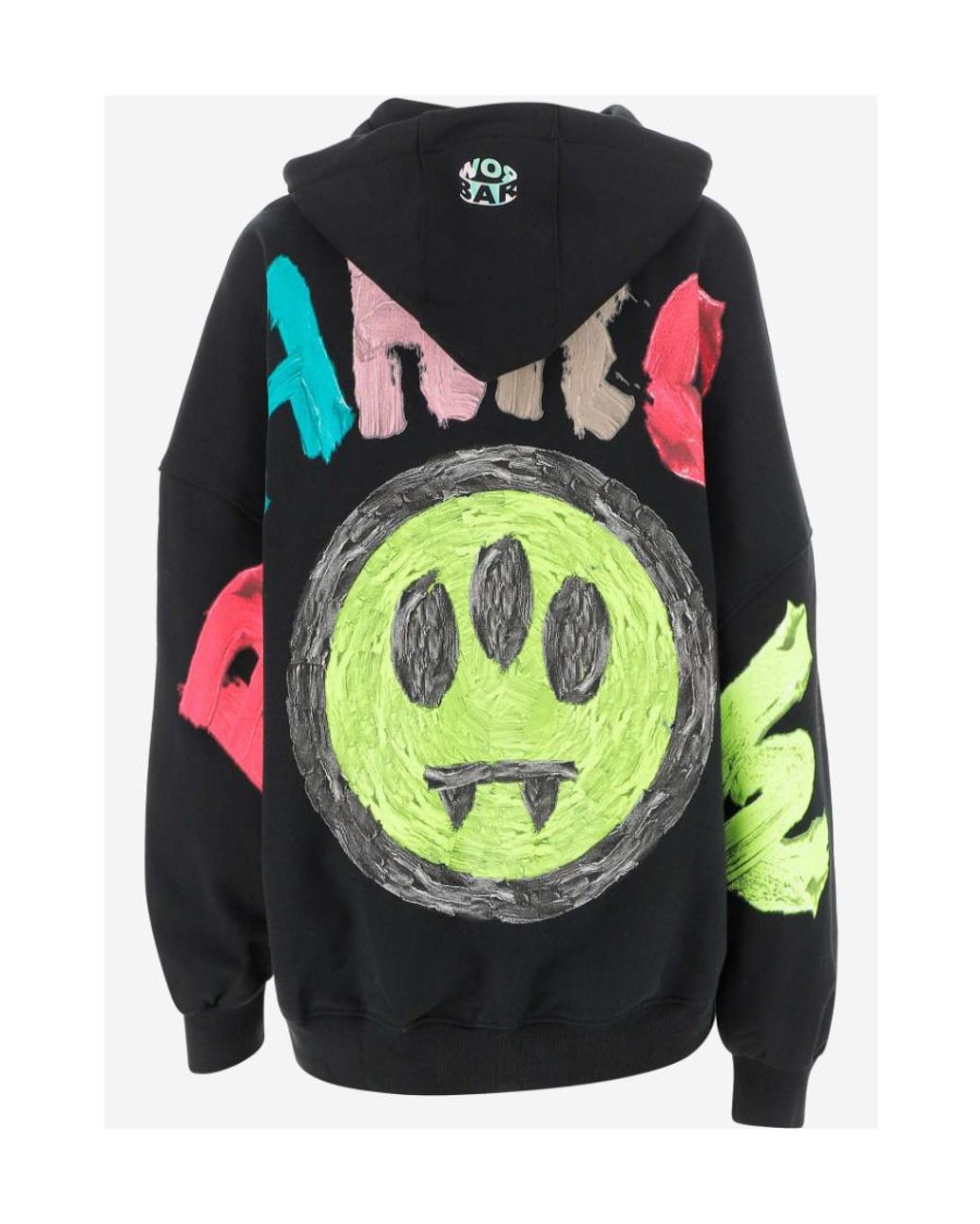 Barrow Black Logo Printed Drawstring Hoodie for men