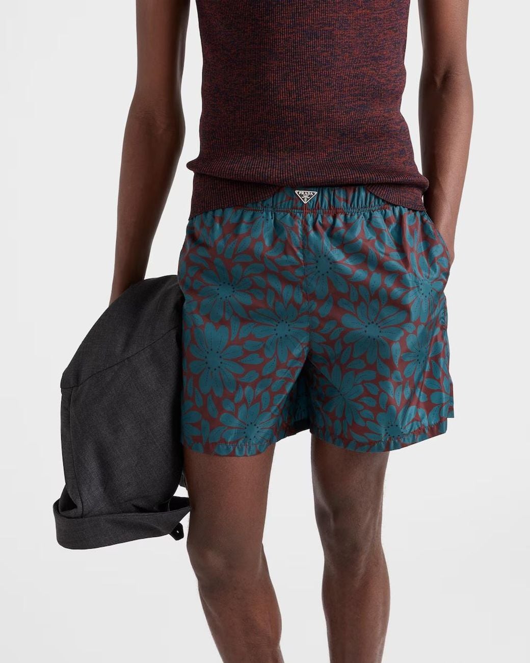 Prada Blue Triangle-Logo Mid-Rise Swim Shorts for men