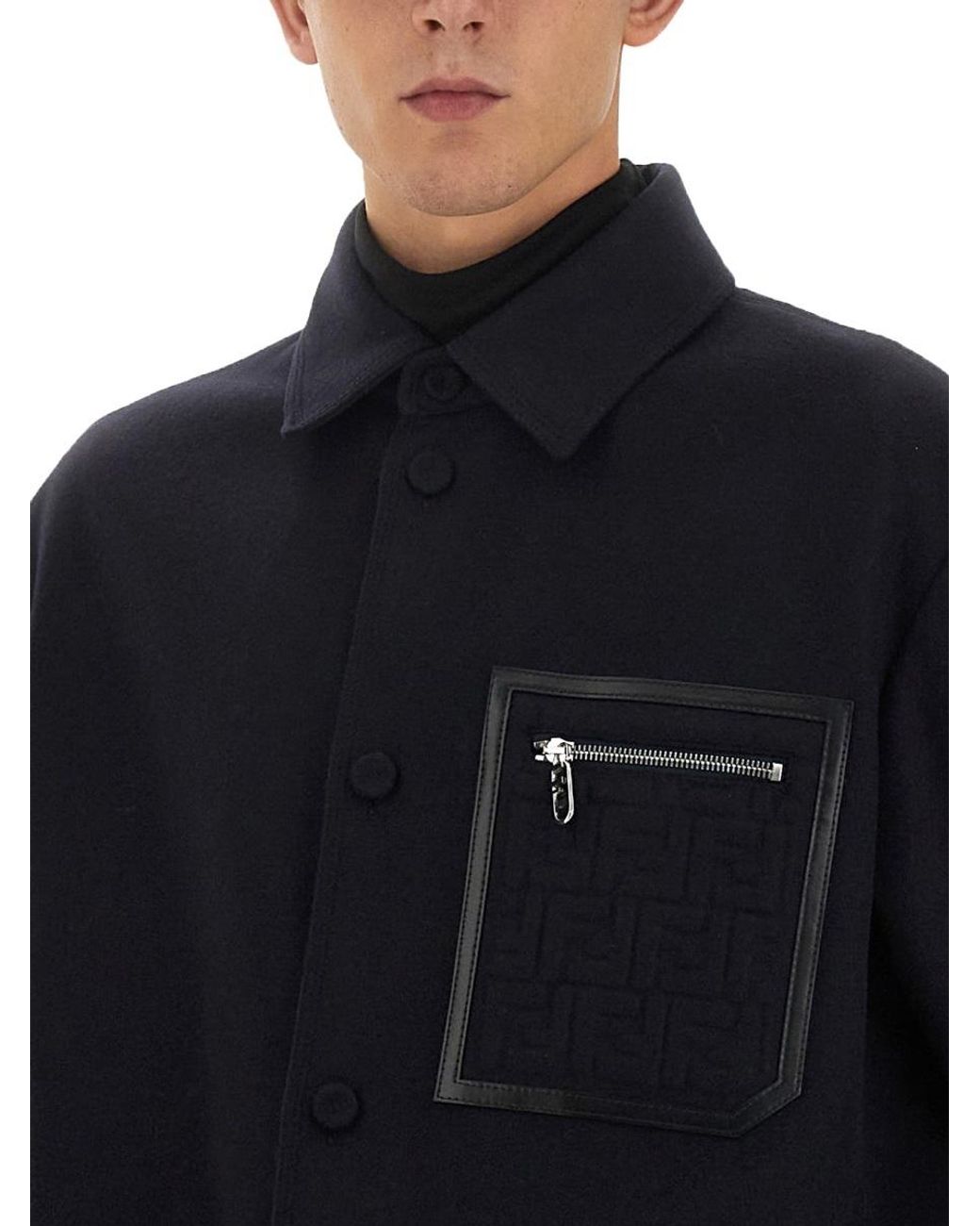 Fendi Blue Logo Embossed Go-To Jacket for men