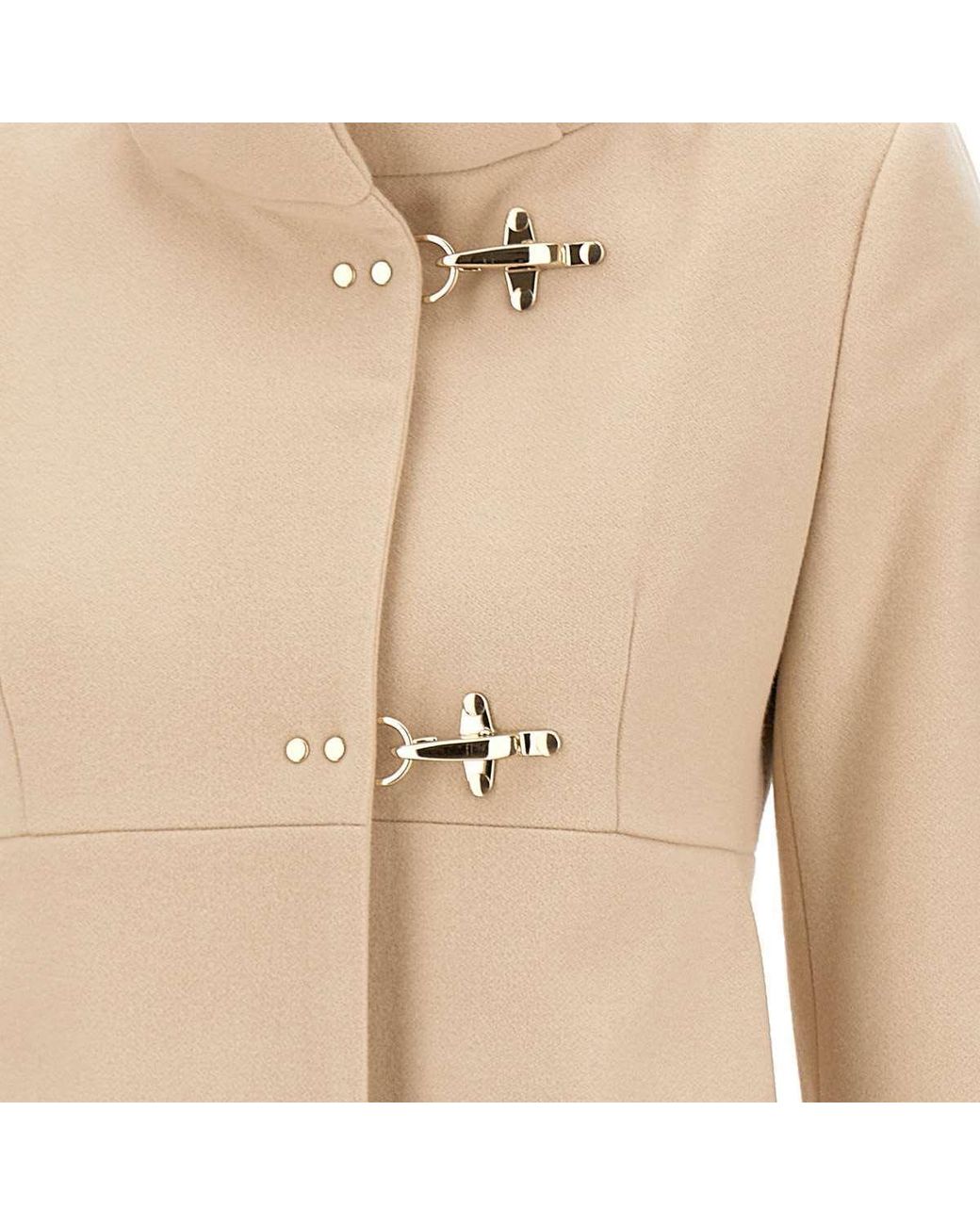 Fay Natural Virginia Hook-Closure Coat