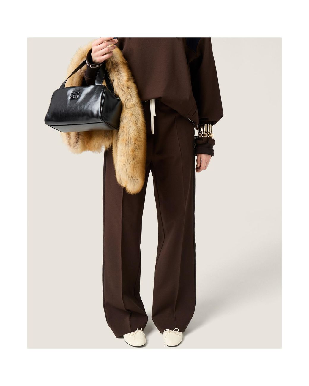 Miu Miu Brown Straight-Leg Trousers