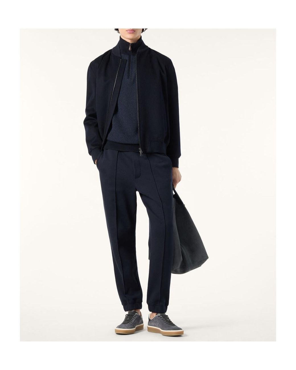 Loro Piana Blue Roadster Half-Zipped Sweater for men