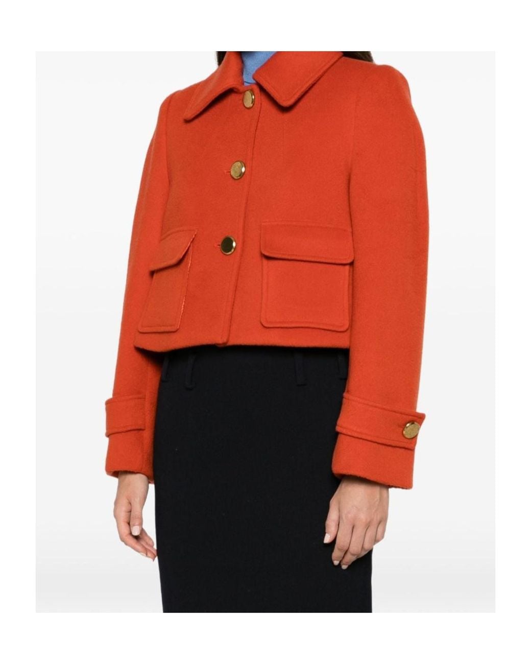 P.A.R.O.S.H. Red Button-Up Cropped Jacket
