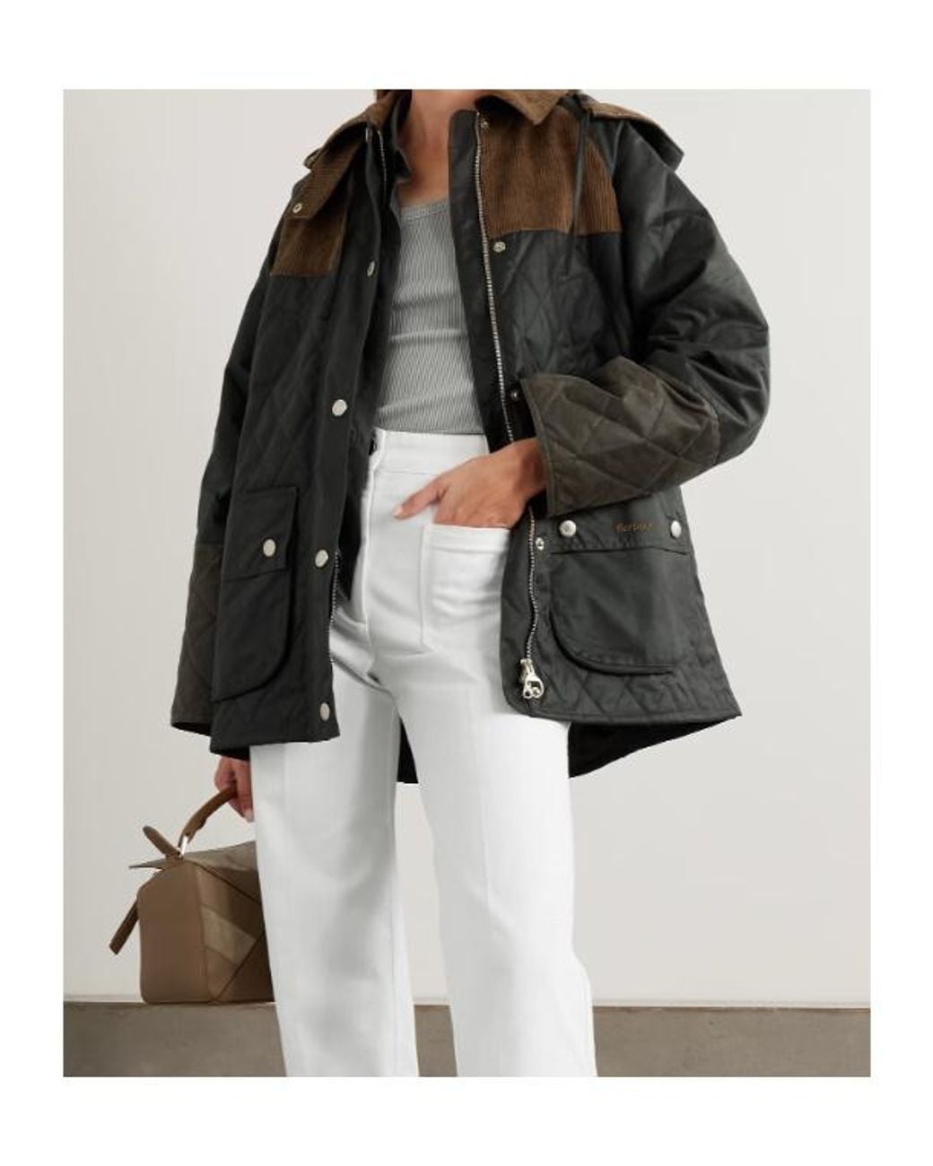 Barbour Black Panelled Waxed Parka