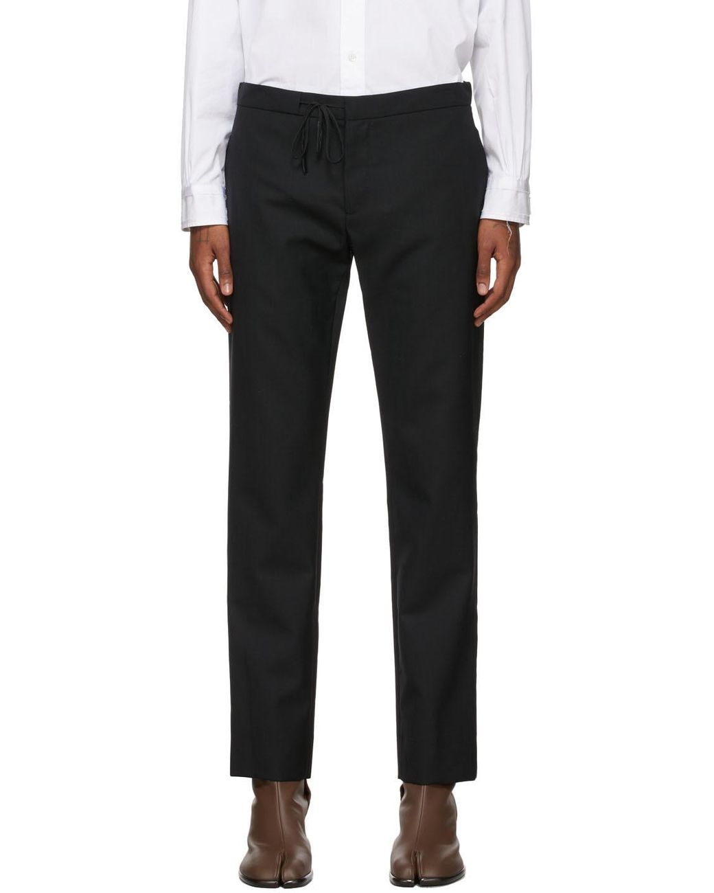 Maison Margiela Black Drawstring Tailored Trousers for men