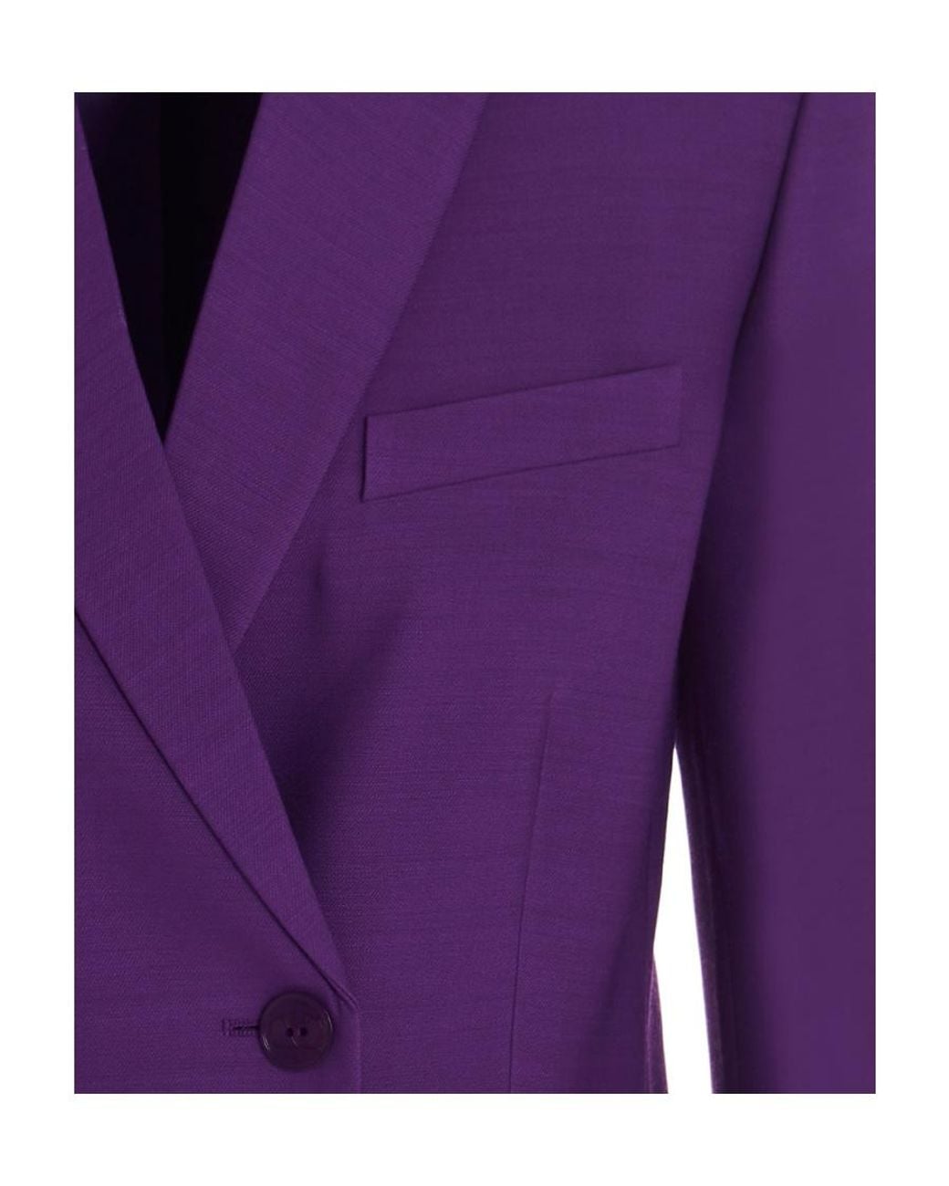 Valentino Purple Double-Breasted Silk-Blend Blazer
