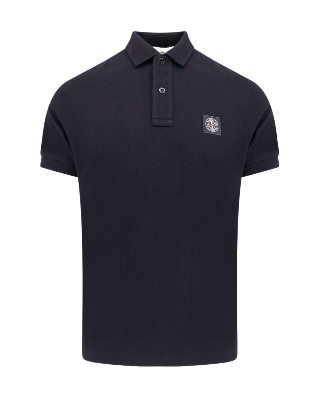 Stone Island Blue Logo Patch Short-Sleeved Polo Shirt for men