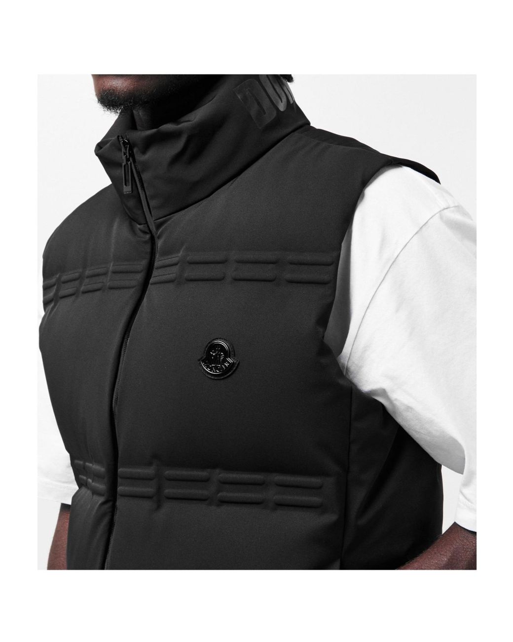 Moncler Black Stand-Collar Quilted Down Vest for men