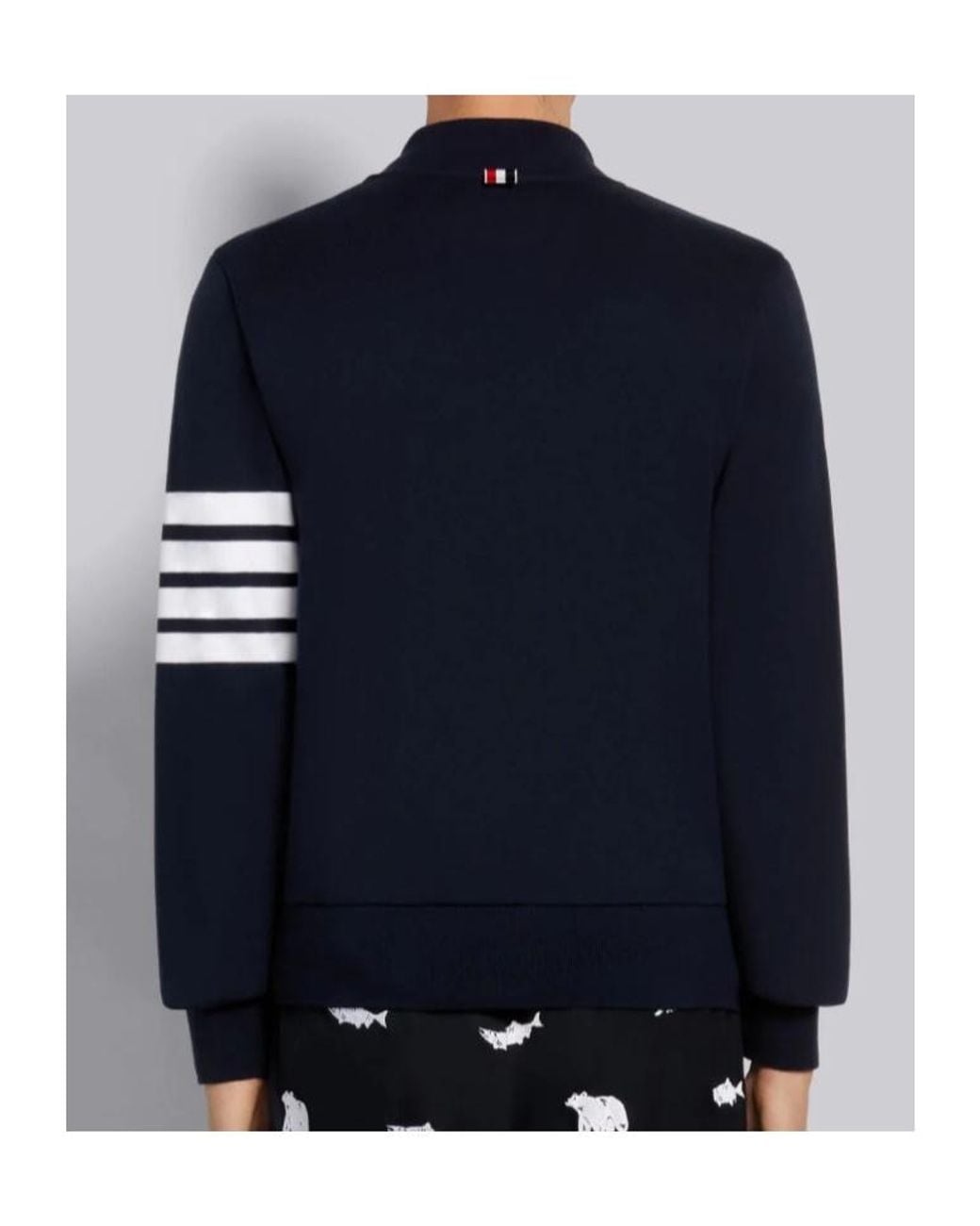 Thom Browne Blue High-Neck Zipped Sweatshirt for men