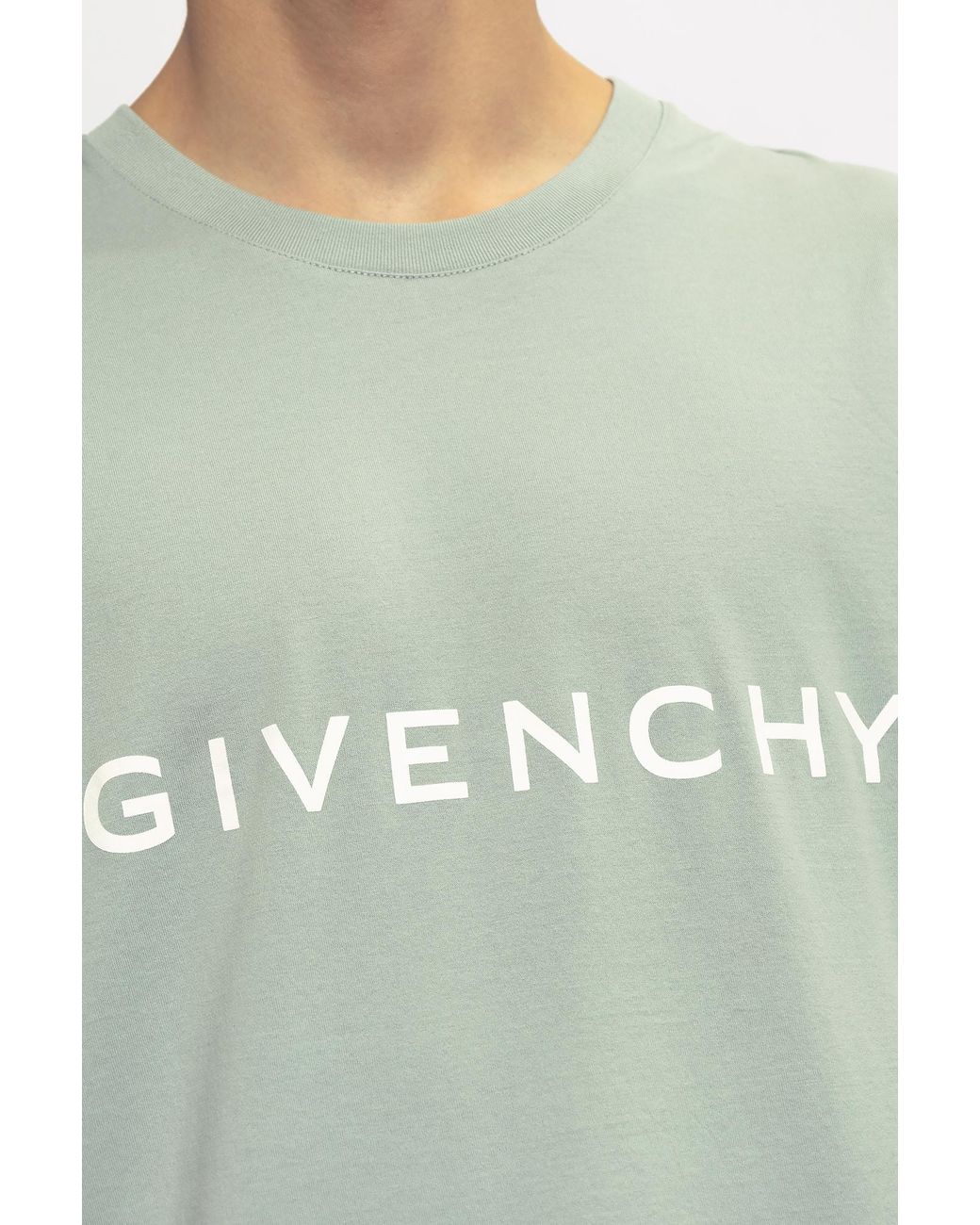 Givenchy Green Logo Printed Crewneck T-Shirt for men