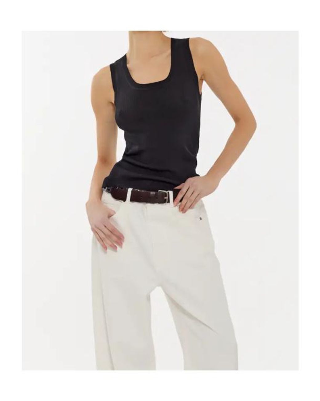 P.A.R.O.S.H. Brown Cipria26 Ribbed Tank Top