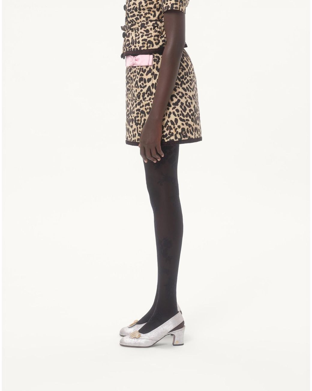 Valentino Multicolor Bow Detailed Animal Patterned Skirt