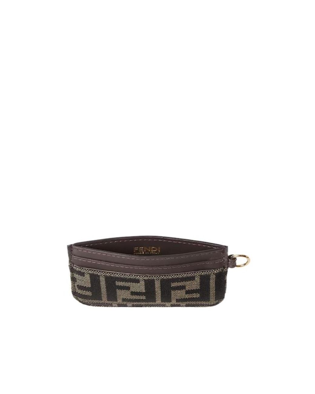 Fendi Gray Ff Jacquard Card Case