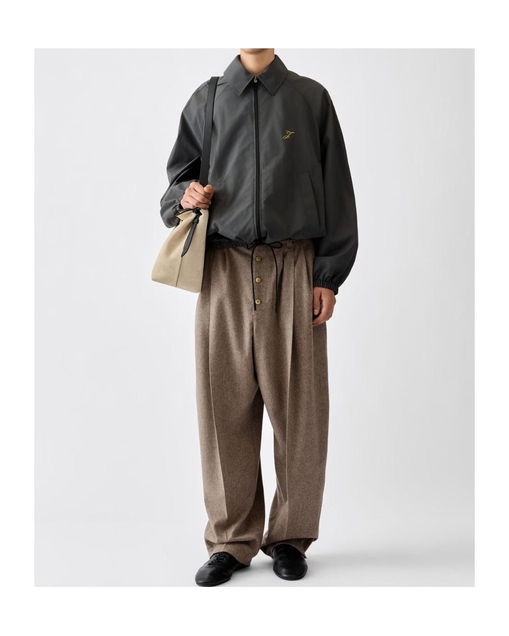 Jacquemus Gray Logo Detailed Zip-Up Jacket for men