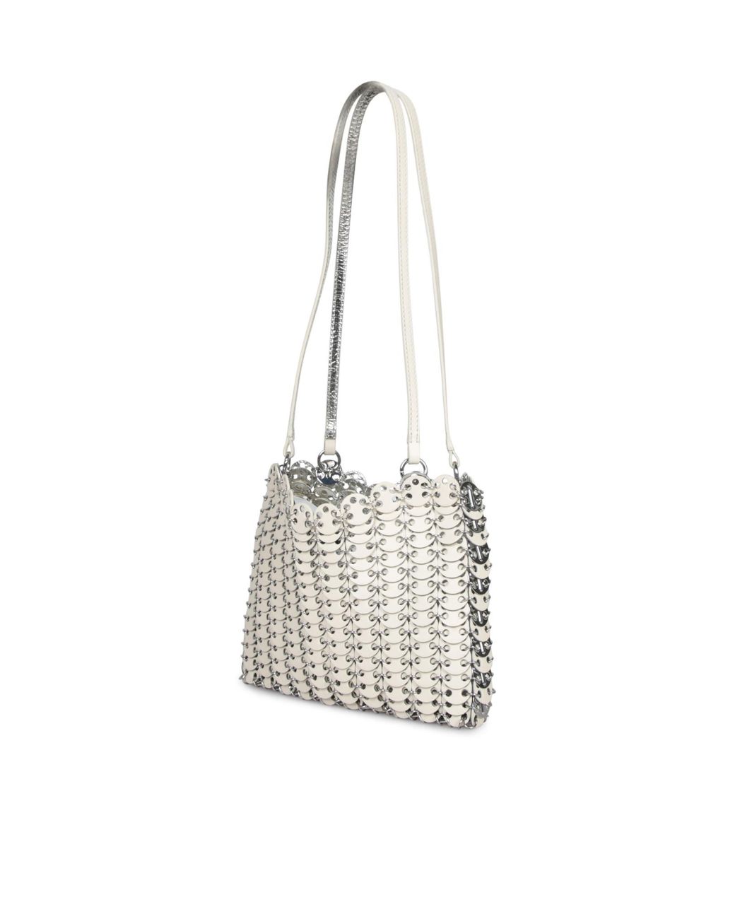 Rabanne White 1969 Chain-Link Leather Shoulder Bag