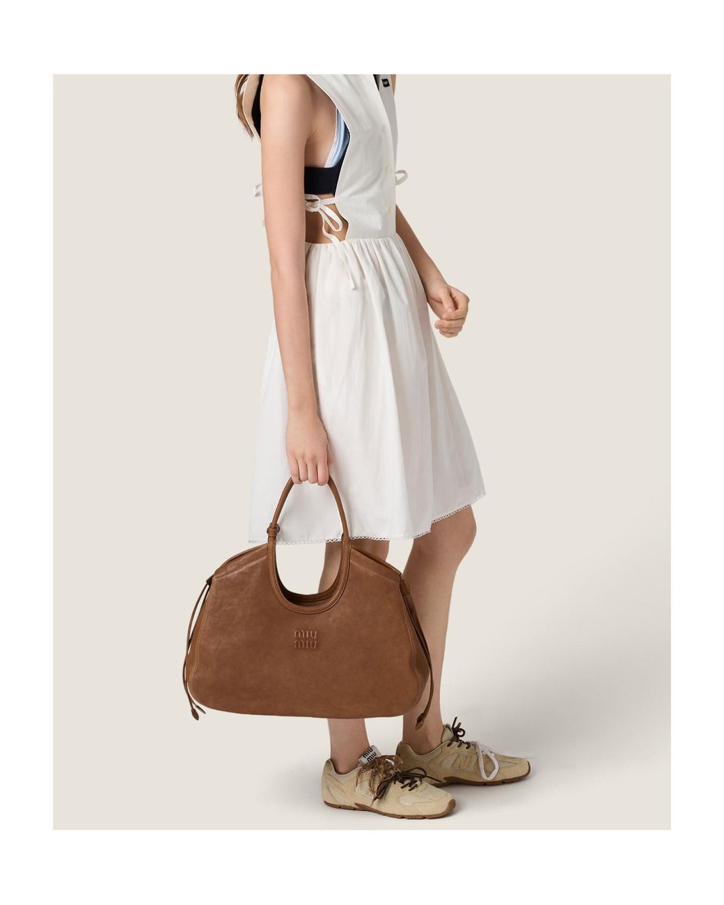 Miu Miu Brown Ivy Nappa Leather Shopping Bag