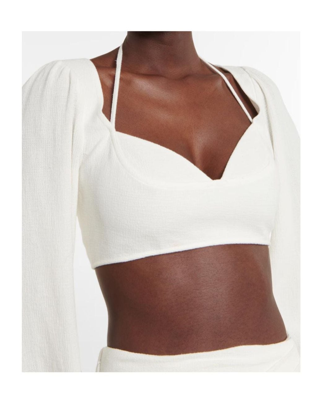 Jonathan Simkhai White Lace-Up Crop Top