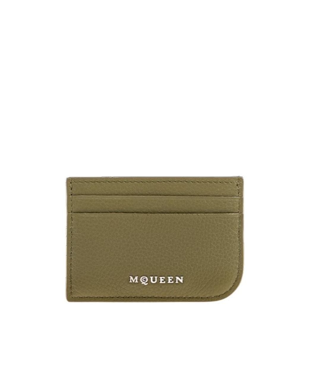 McQueen Green Sling Logo Plaque Card Holder for men