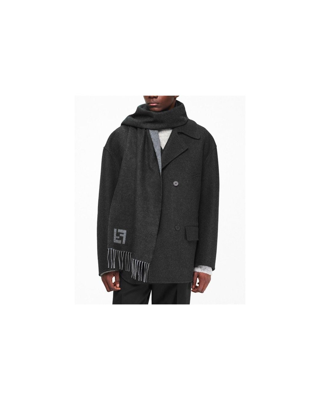 Fendi Black Ff Scarf Sn54 for men