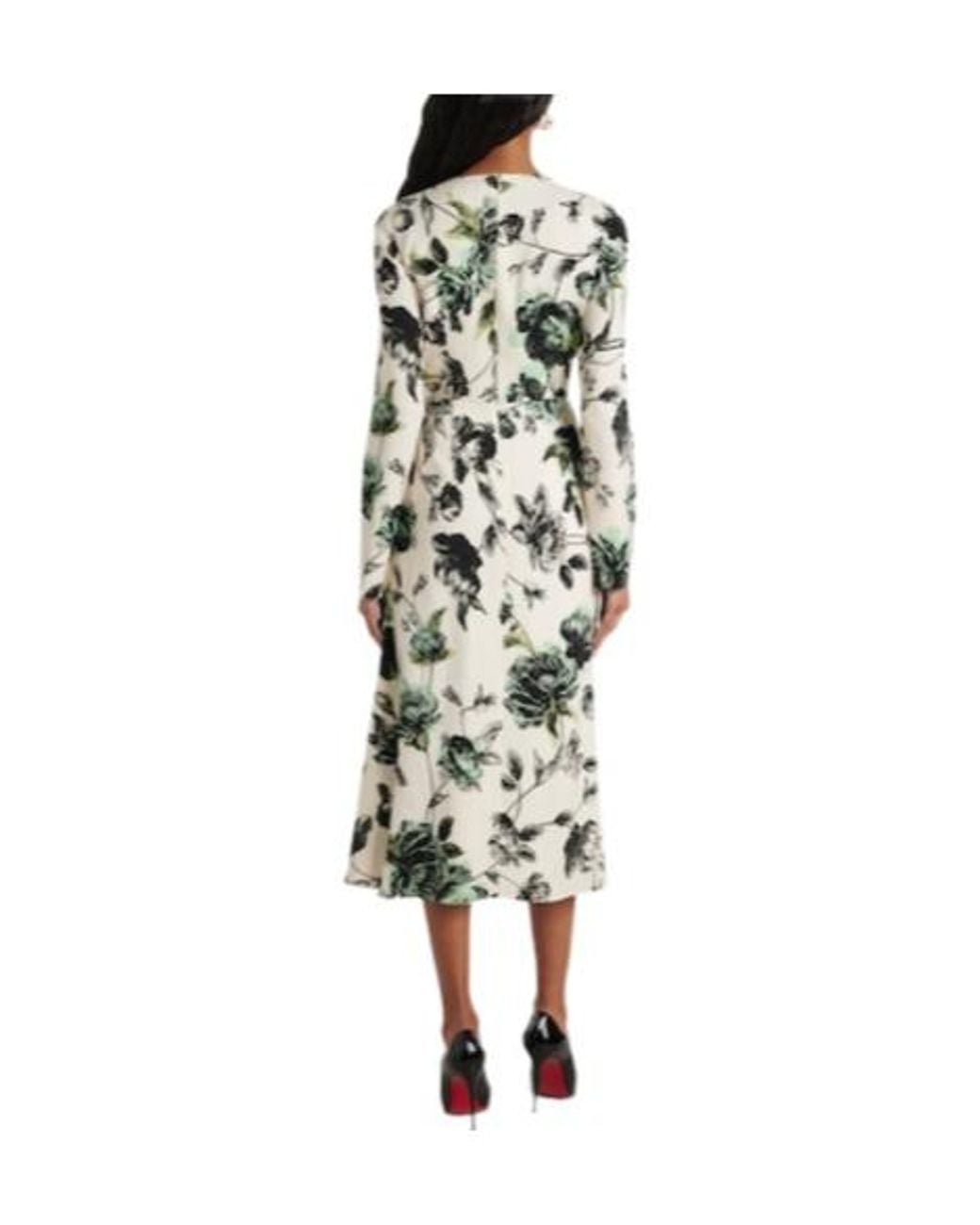 Erdem White Draped Midi Dress