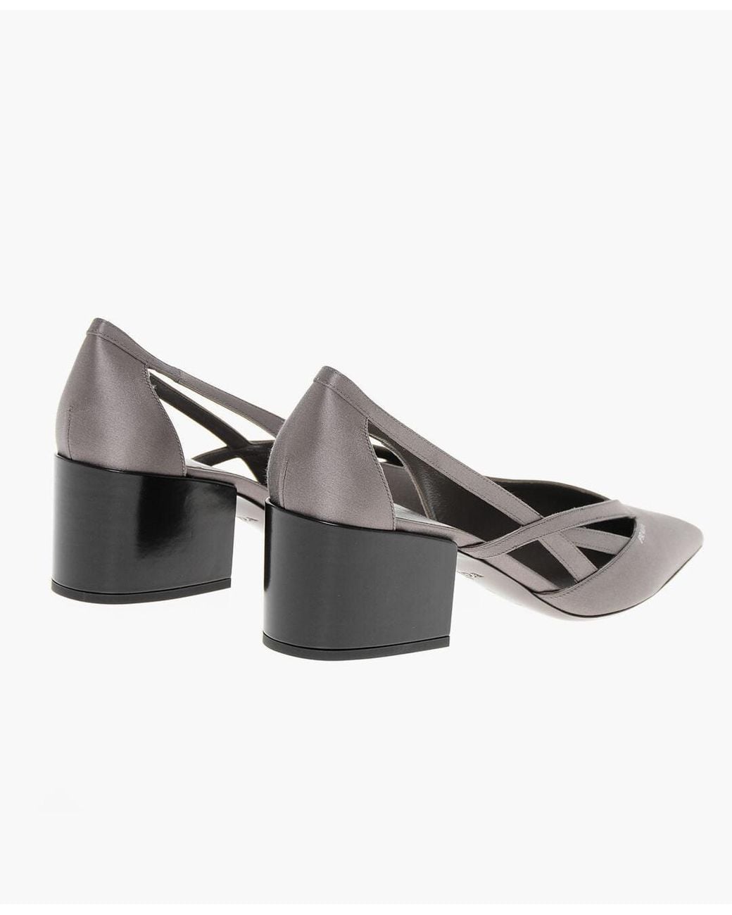 Prada Gray Pointed-Toe Pumps With Cut-Outs