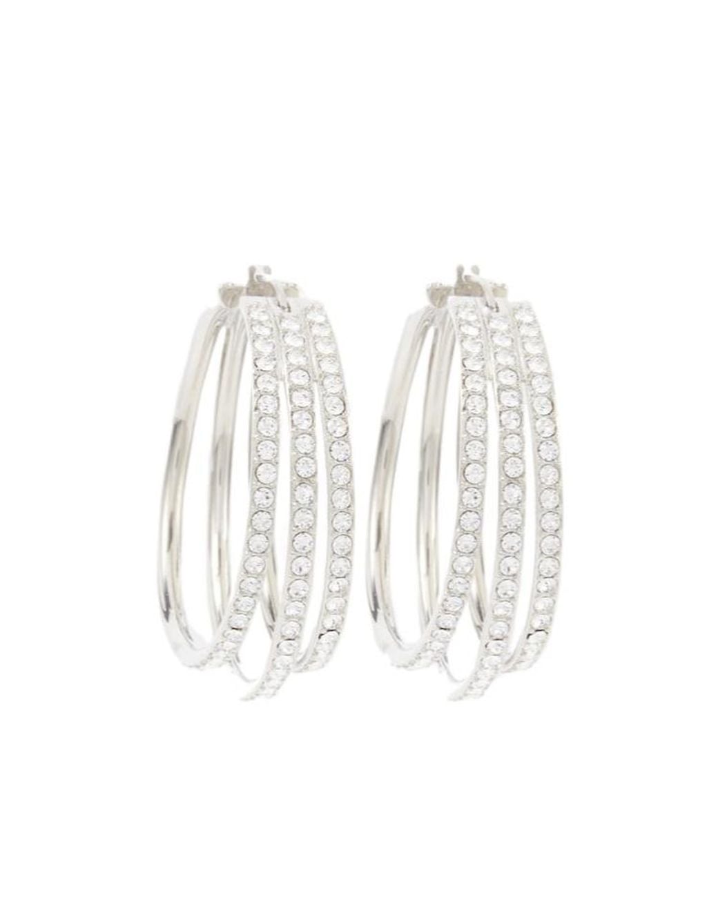 AMINA MUADDI White Vittoria Crystal-Embellished Hoop Earrings