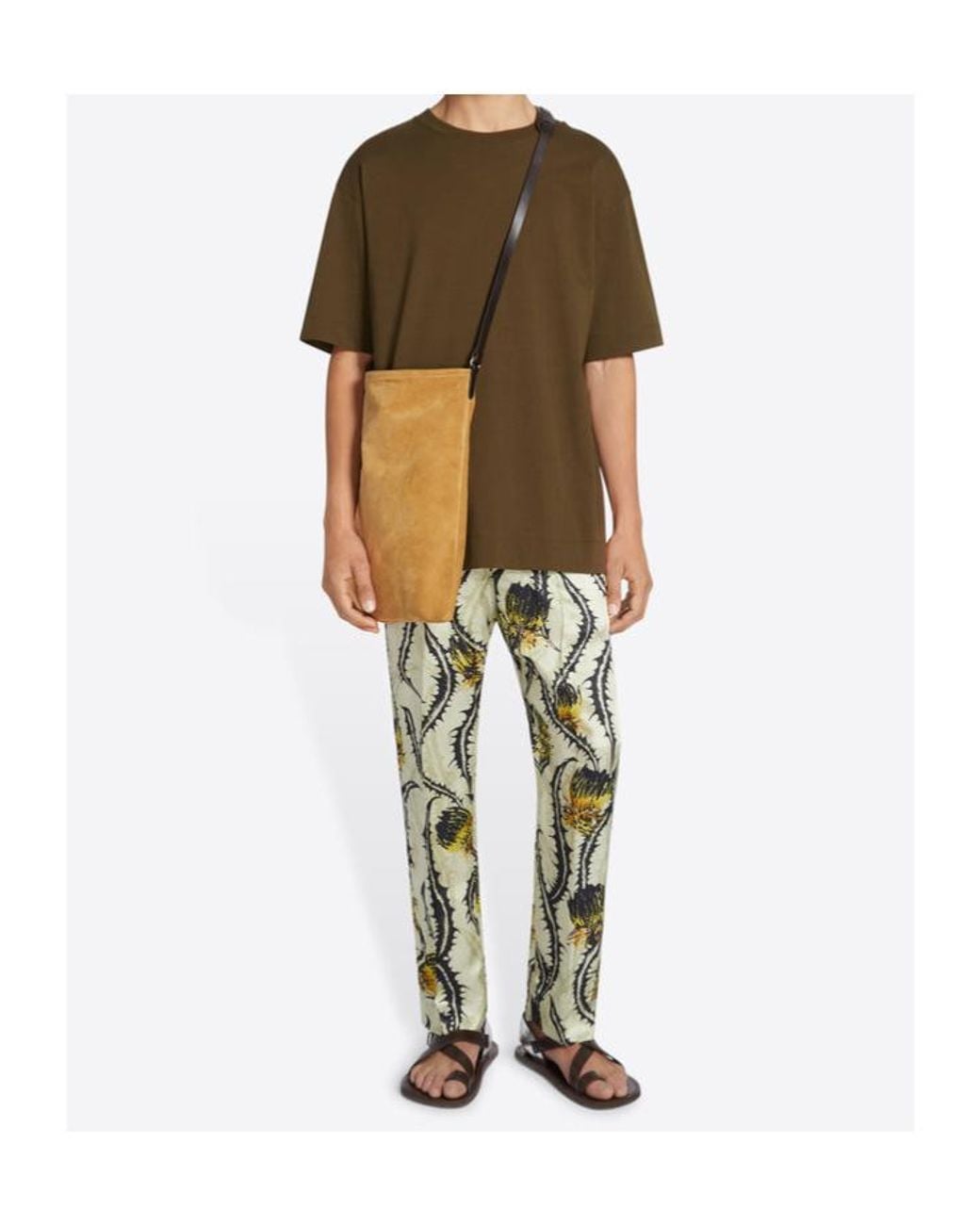 Dries Van Noten Green Boxy Crewneck T-Shirt for men