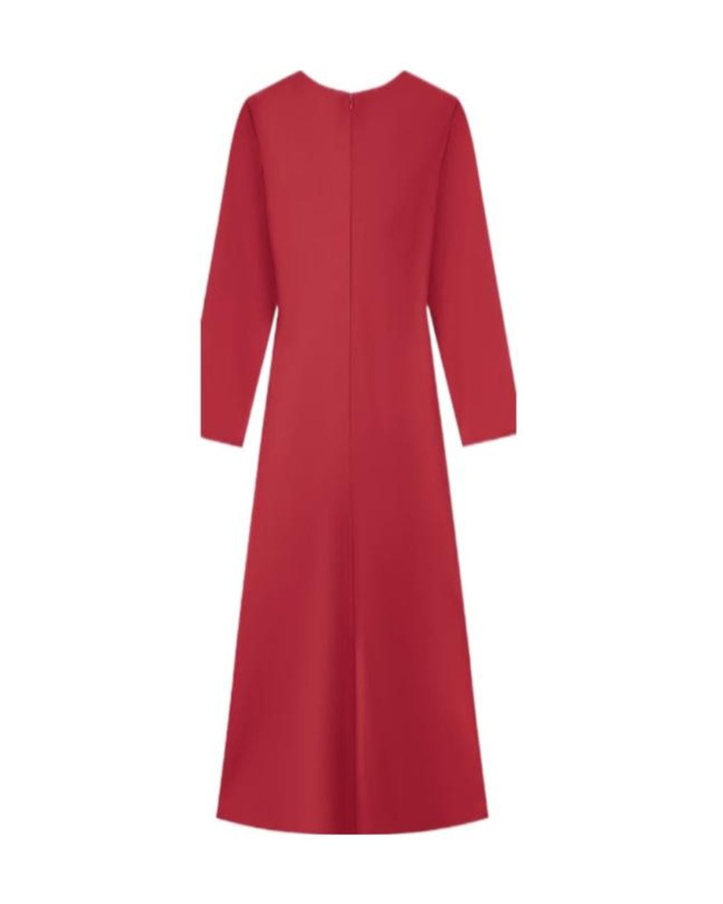 Emporio Armani Red Satin-Finish Long-Sleeve Midi Dress