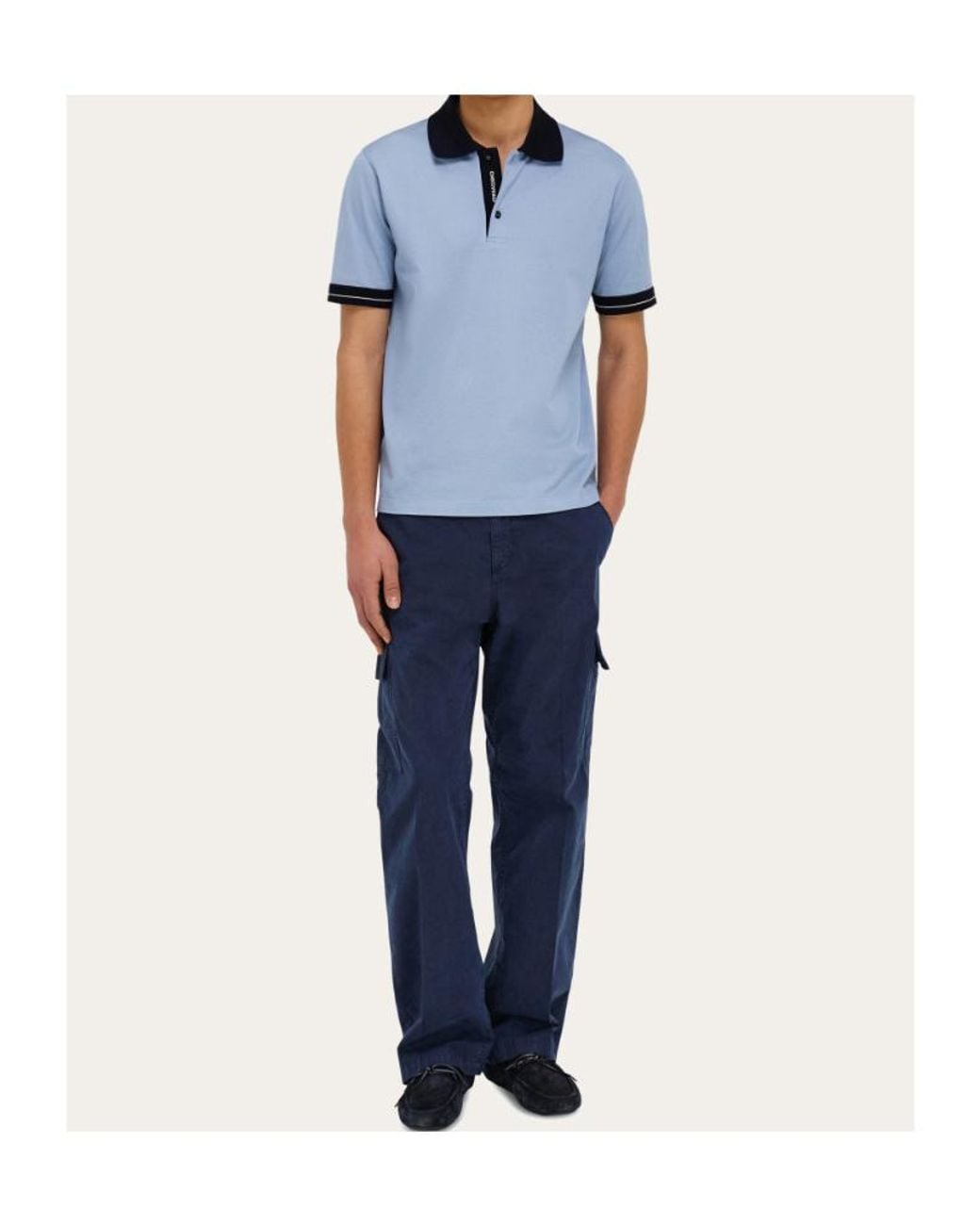 Ferragamo Blue Short Sleeve Polo Shirt for men
